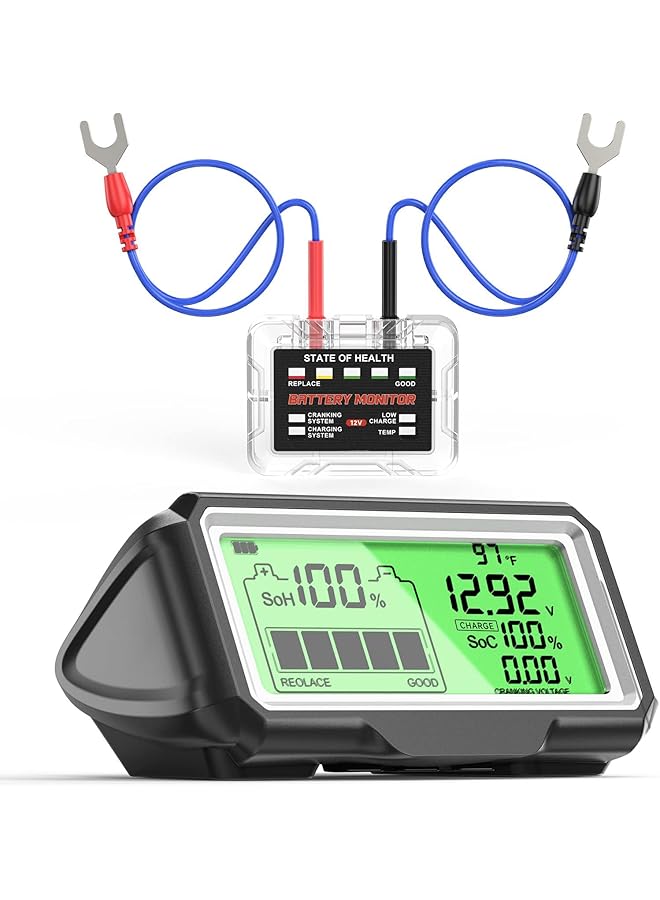 Excefore 12V Car Battery Status Tester - Battery Monitor, 433Mhz Wireless Radio Frequency Automotive Load Tester With Charging & Cranking Test & Alarm Function For Motorcycle Car Rv Truck Atv Suv Marine Etc - Image 1