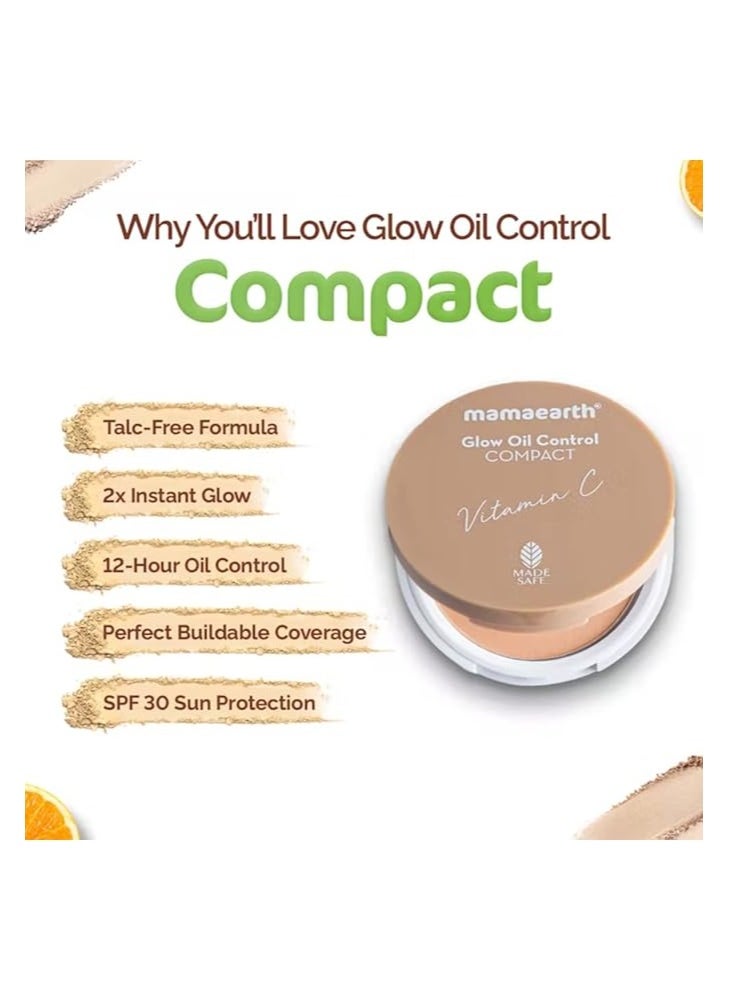Mamaearth - Mamaearth Glow Oil Control Compact Powder SPF 30 with Vitamin C & Turmeric for 2X Instant Glow - 9 g (Ivory Glow) - Image 1