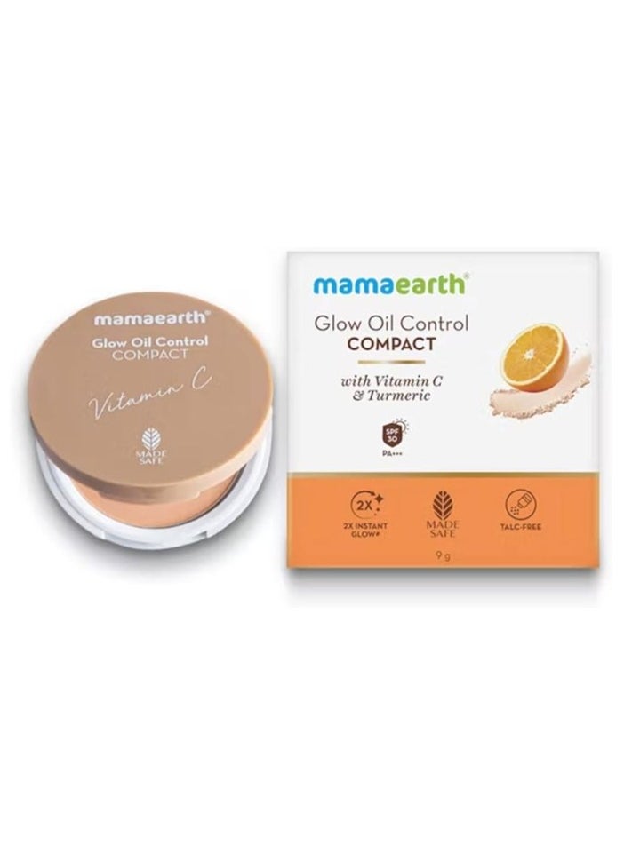 Mamaearth - Mamaearth Glow Oil Control Compact Powder SPF 30 with Vitamin C & Turmeric for 2X Instant Glow - 9 g (Ivory Glow) - Image 1