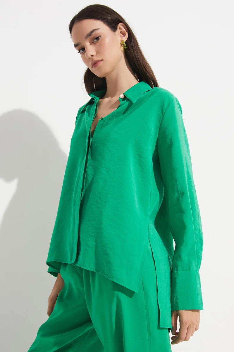 JUNE Women's Exclusive Regular Regular Pattern Modal Mixed Flowy Shirt