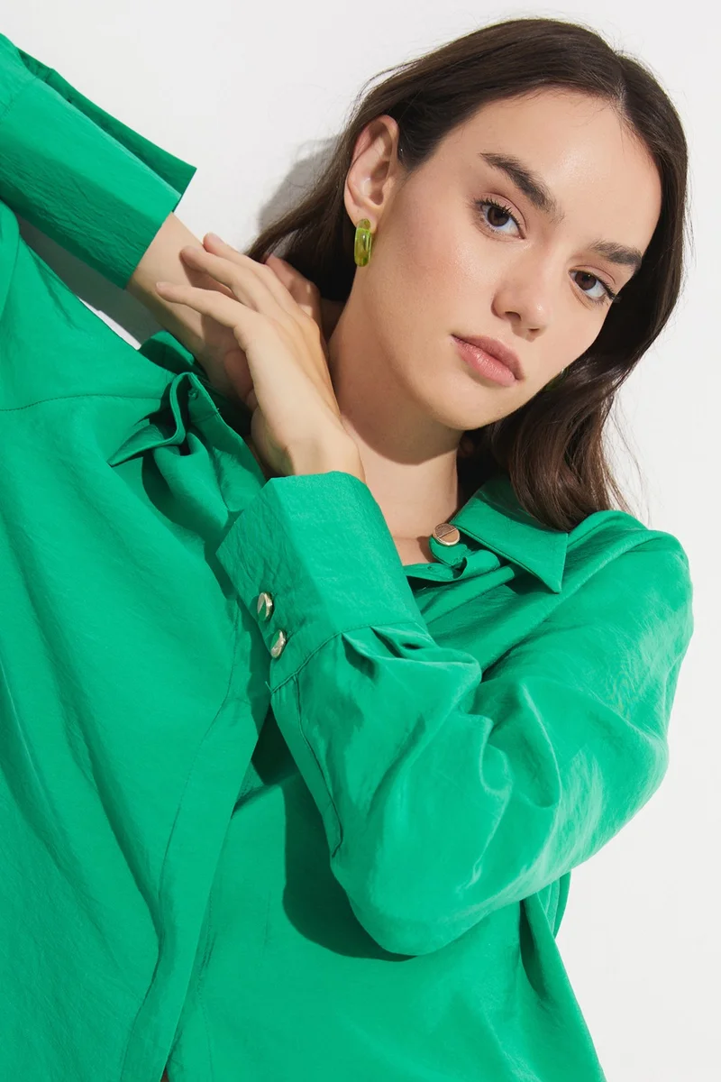 JUNE Women's Exclusive Regular Regular Pattern Modal Mixed Flowy Shirt