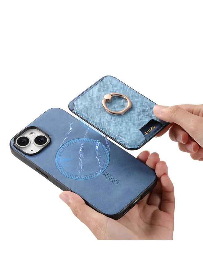 S-TOP Case For iPhone 15 Plus Retro Cross Leather Card Bag MagSafe Phone Case - Image 5