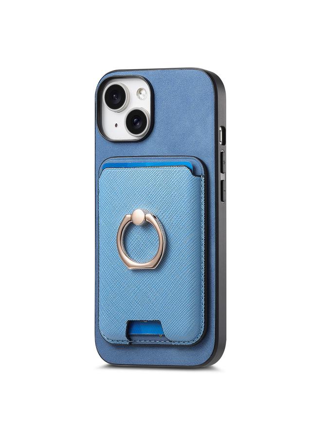 S-TOP Case For iPhone 15 Plus Retro Cross Leather Card Bag MagSafe Phone Case - Image 2