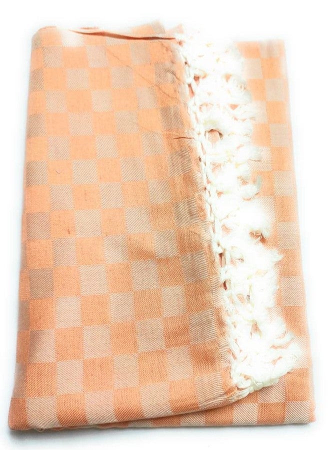 SHISHIR Handloom Bhagalpuri Topsheet/Odhne wali chadar-180 TC Orange White Premium (Size Single) - Image 3