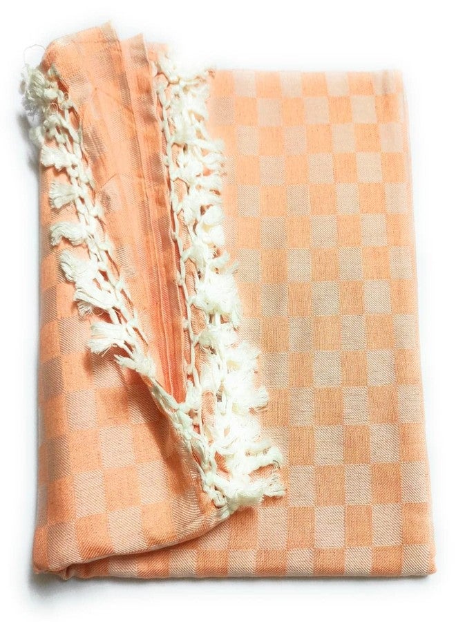 SHISHIR Handloom Bhagalpuri Topsheet/Odhne wali chadar-180 TC Orange White Premium (Size Single) - Image 2