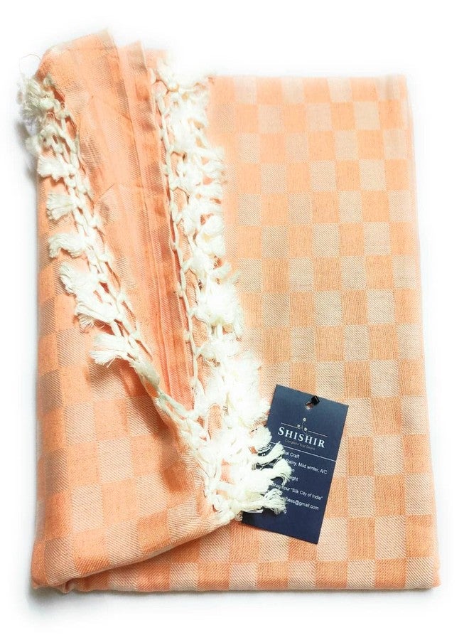 SHISHIR Handloom Bhagalpuri Topsheet/Odhne wali chadar-180 TC Orange White Premium (Size Single) - Image 1