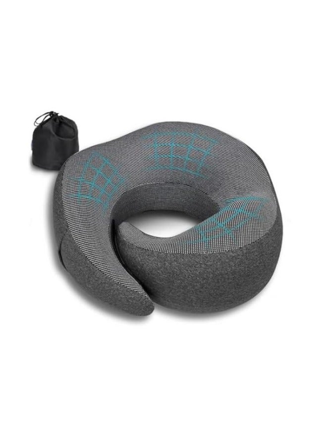 HOOKOR Pyebe Wander Plus Travel Pillow, Flyhugz Neck Pillow, Wander Plus Neck Pillow, Memory Foam Travel Pillow, Ergonomic Design Full Neck Surround Bundle Eyecover & Earplugs (Dark Gray) - Image 1
