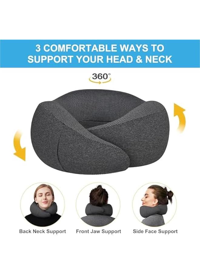 HOOKOR Pyebe Wander Plus Travel Pillow, Flyhugz Neck Pillow, Wander Plus Neck Pillow, Memory Foam Travel Pillow, Ergonomic Design Full Neck Surround Bundle Eyecover & Earplugs (Dark Gray) - Image 3