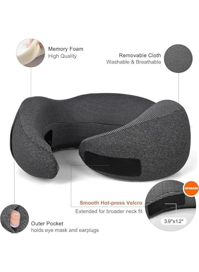 HOOKOR Pyebe Wander Plus Travel Pillow, Flyhugz Neck Pillow, Wander Plus Neck Pillow, Memory Foam Travel Pillow, Ergonomic Design Full Neck Surround Bundle Eyecover & Earplugs (Dark Gray) - Image 2