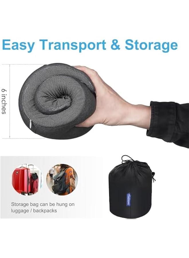 HOOKOR Pyebe Wander Plus Travel Pillow, Flyhugz Neck Pillow, Wander Plus Neck Pillow, Memory Foam Travel Pillow, Ergonomic Design Full Neck Surround Bundle Eyecover & Earplugs (Dark Gray) - Image 5