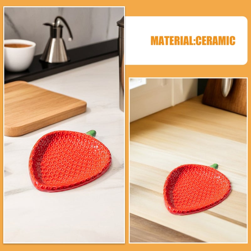 2pcs Strawberry Shaped Ceramic Appetizer Plate: Porcelain Snack Dish For Sushi Pastry And Desserts - For Home Gatherings And Outdoor Picnics - Image 2