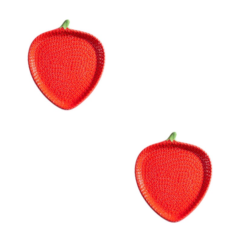 2pcs Strawberry Shaped Ceramic Appetizer Plate: Porcelain Snack Dish For Sushi Pastry And Desserts - For Home Gatherings And Outdoor Picnics - Image 1