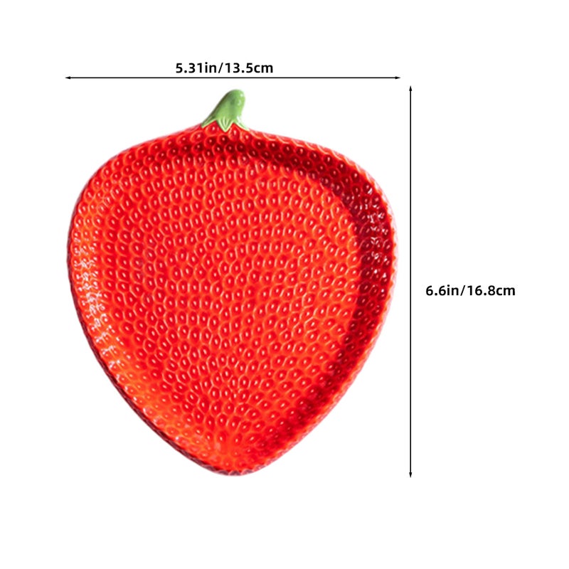 2pcs Strawberry Shaped Ceramic Appetizer Plate: Porcelain Snack Dish For Sushi Pastry And Desserts - For Home Gatherings And Outdoor Picnics - Image 5