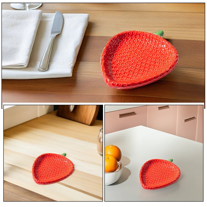 2pcs Strawberry Shaped Ceramic Appetizer Plate: Porcelain Snack Dish For Sushi Pastry And Desserts - For Home Gatherings And Outdoor Picnics - Image 4