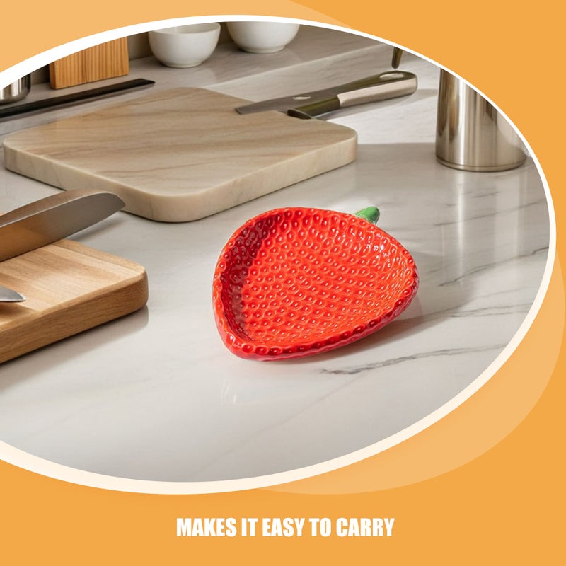 2pcs Strawberry Shaped Ceramic Appetizer Plate: Porcelain Snack Dish For Sushi Pastry And Desserts - For Home Gatherings And Outdoor Picnics - Image 3