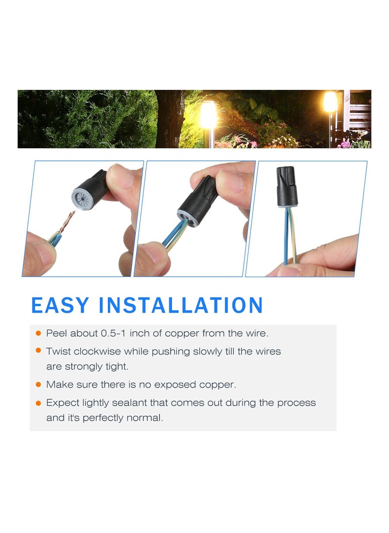 Y&D SYOSI Waterproof Wire Connectors, 100Pcs Nuts Grease Cap Outdoor Electrical Nut for Landscape Lighting  - Image 2