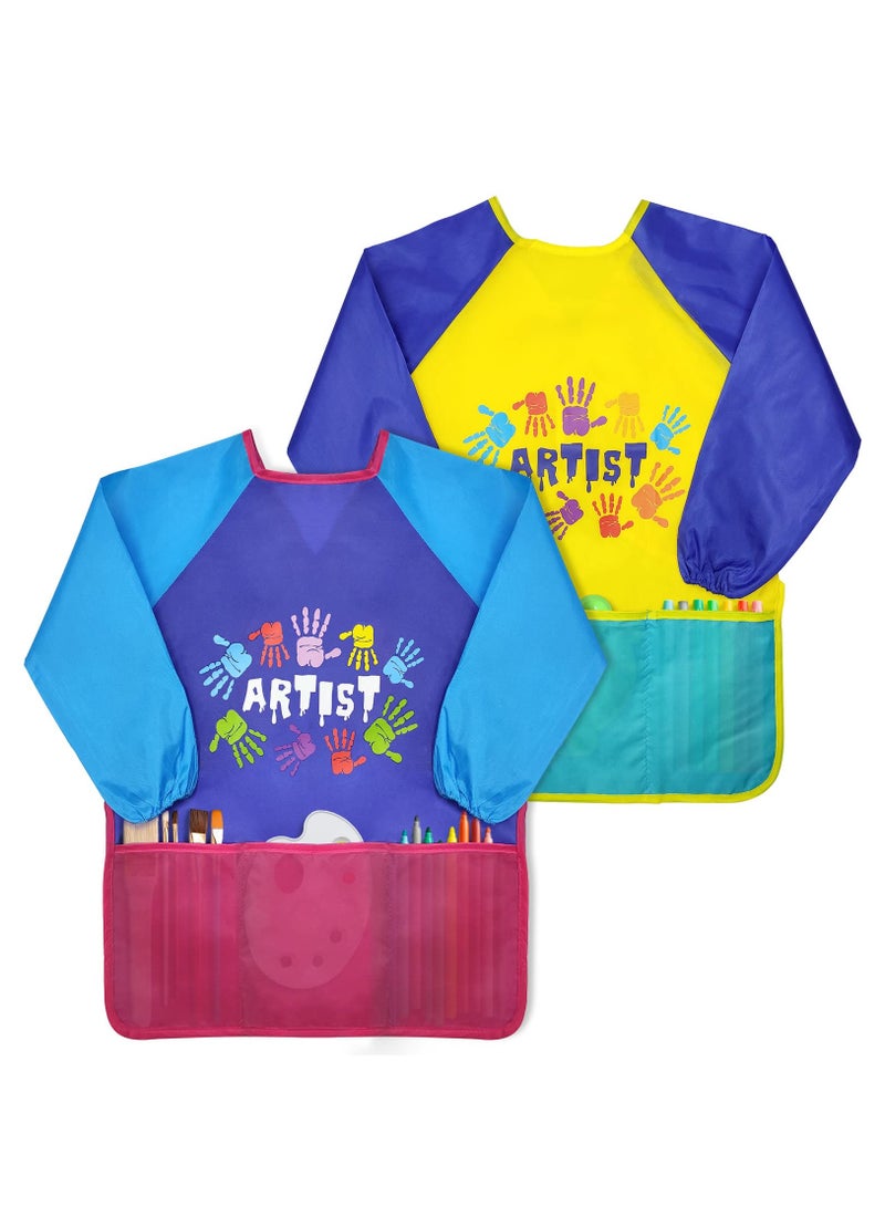 Excefore Kids Art Smock, Waterproof Art Apron for Children Long Sleeves with 3 Pockets Painting Smock for Age 2-6 - Image 1