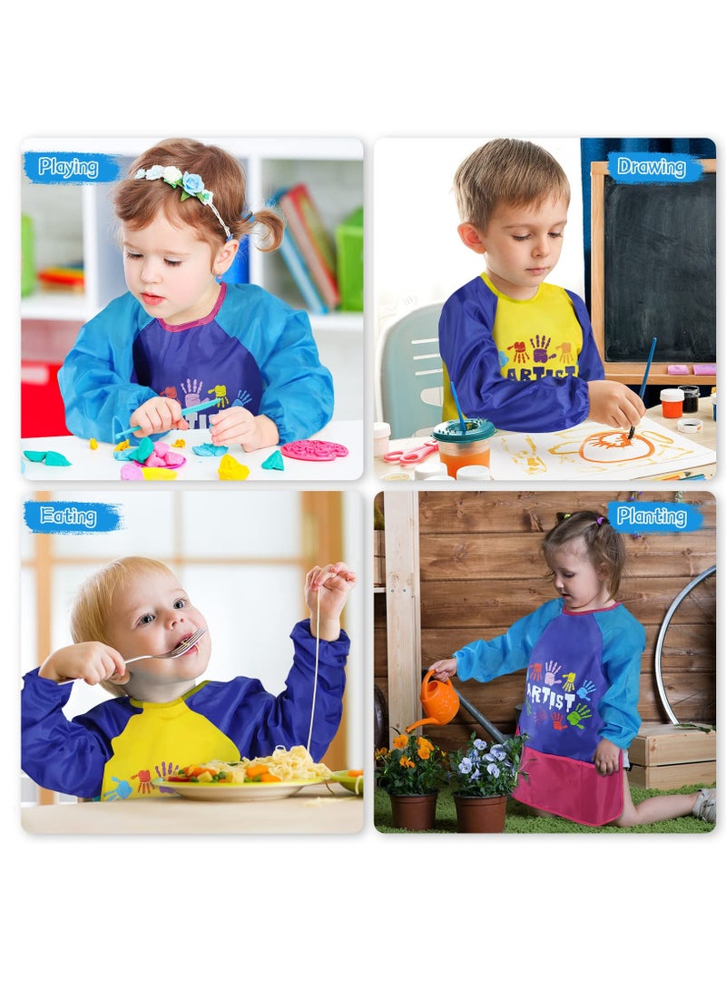 Excefore Kids Art Smock, Waterproof Art Apron for Children Long Sleeves with 3 Pockets Painting Smock for Age 2-6 - Image 5