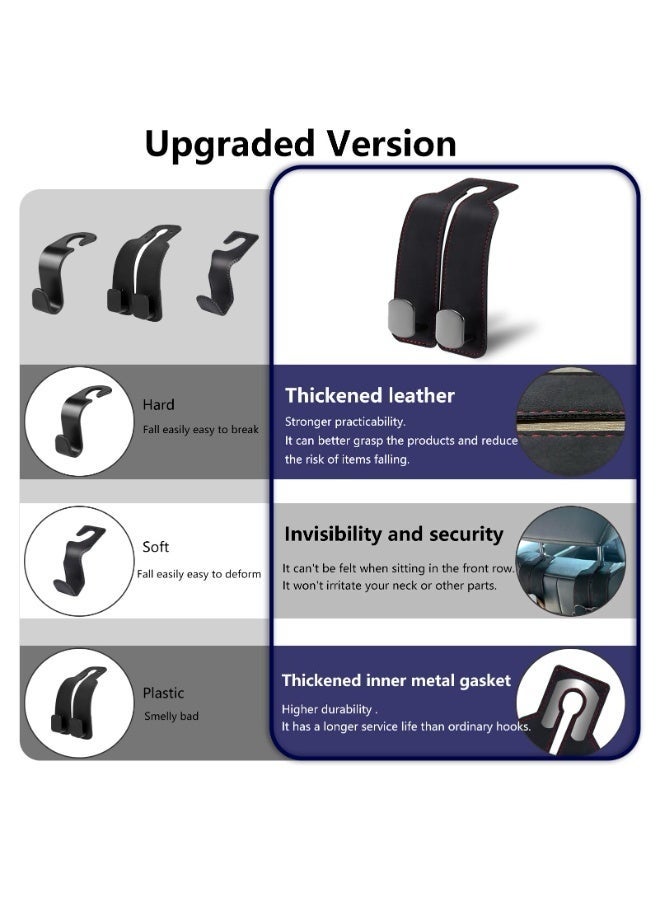 4 قطع من خطافات تنظيم المقعد الخلفي للسيارة المصنوعة من الجلد الأسود، خطافات مسند الرأس، خطافات حقيبة اليد للسيارة، خطافات تنظيم الألعاب، خطاف تخزين ظهر مقعد السيارة، خطاف محفظة السيارة، خطافات مقعد السيارة لمسند الرأس والحقائب والحقائب - Image 3