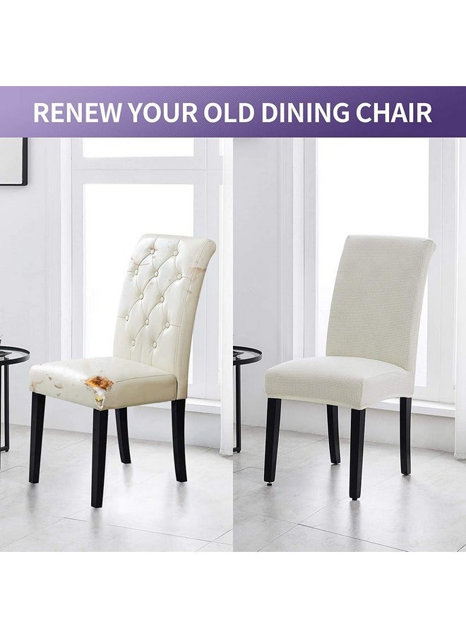 Styleys Styleys Dining Chair Cover Slipcovers, Jacquard Chair Seat Protector Removable Washable Spandex Kitchen Chair Covers for Dining Room, Set of 6, Ivory, JLMC01  - Image 5