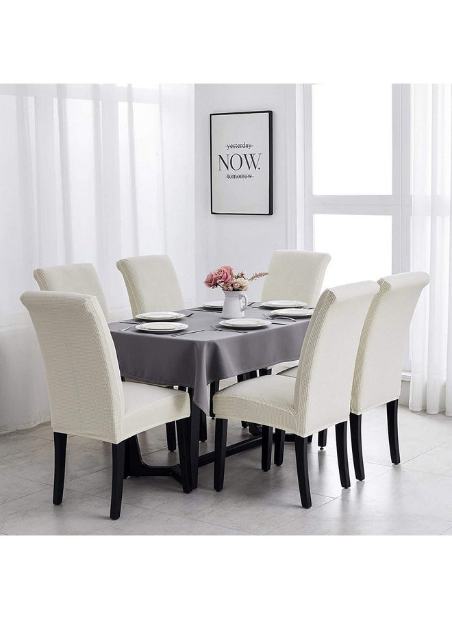 Styleys Styleys Dining Chair Cover Slipcovers, Jacquard Chair Seat Protector Removable Washable Spandex Kitchen Chair Covers for Dining Room, Set of 6, Ivory, JLMC01  - Image 2