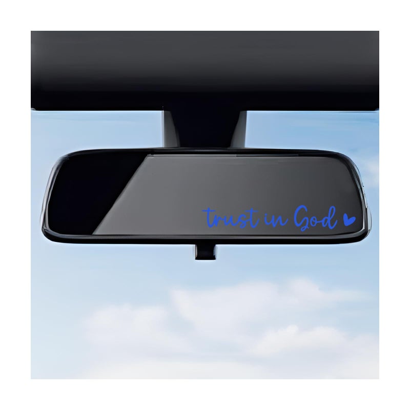 DXNQ 2 PCS Trust in God Rearview Mirror Decals, Automotive Vinyl Rear View Mirror Decorative Stickers, Waterproof Trust in God Stickers for Car Truck Laptop, Car Accessories (Blue) - Image 1