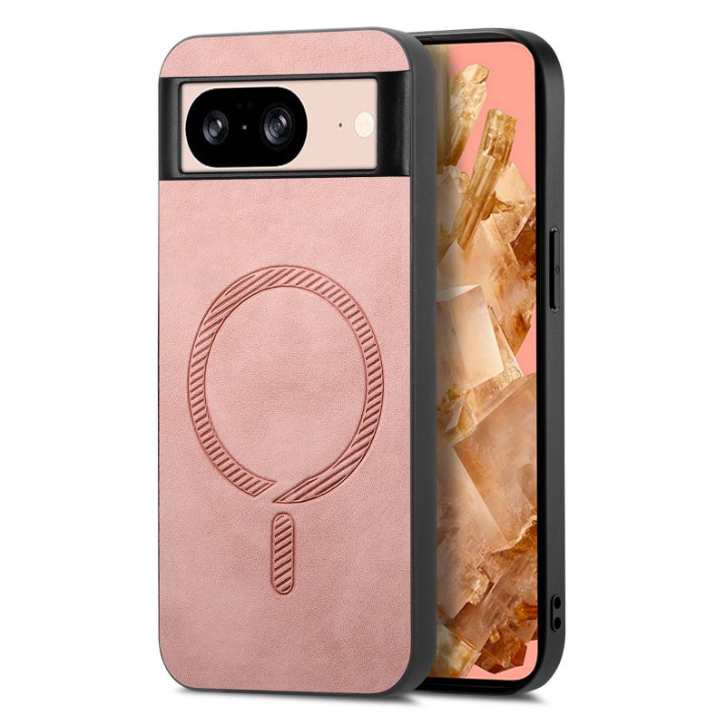 HuHa Case Cover For Google Pixel 9 / 9 Pro Retro Magsafe Magnetic PU Back Cover Phone Case(Pink) - Image 1