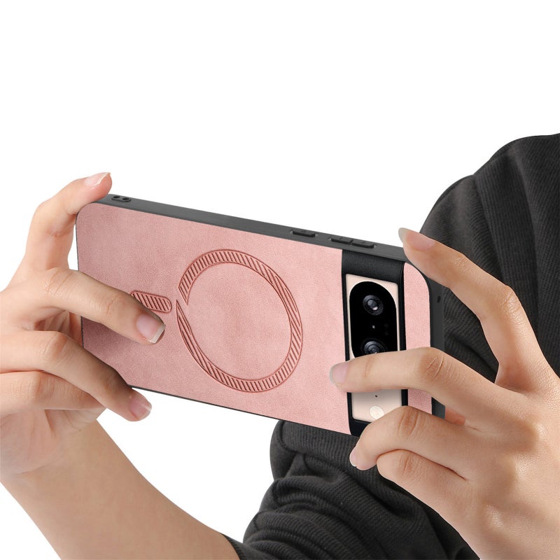 HuHa Case Cover For Google Pixel 9 / 9 Pro Retro Magsafe Magnetic PU Back Cover Phone Case(Pink) - Image 4