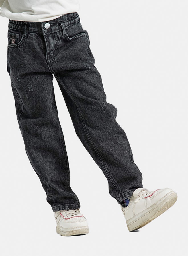 ريمينت بنطال جينز مريح للولاد اسود - Image 1