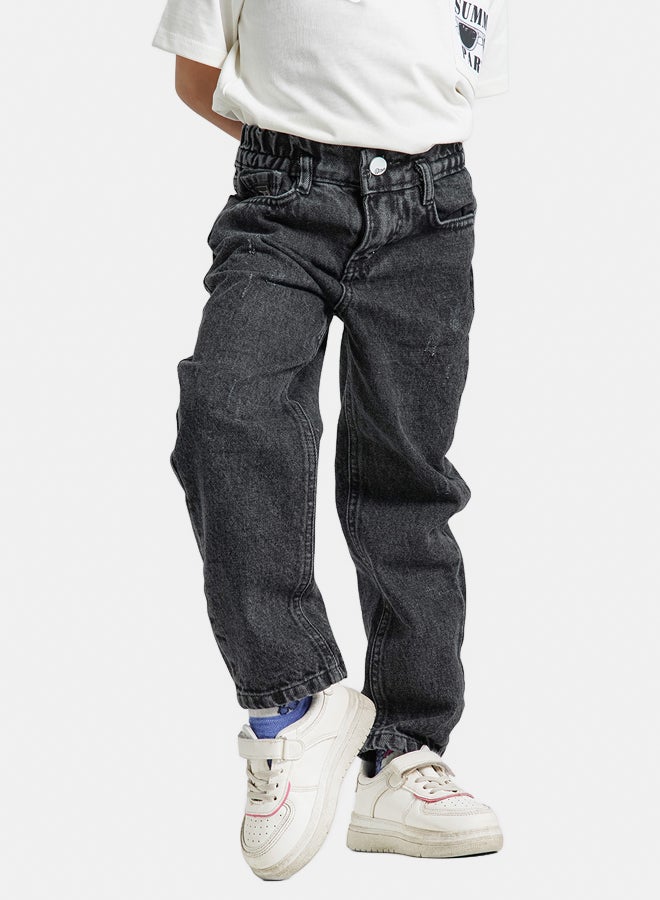 ريمينت بنطال جينز مريح للولاد اسود - Image 2