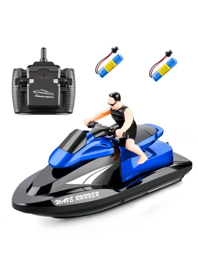 2.4g Remote Control Motorboat High-speed Electric Model Boat For Boys Children's Water Toy Wireless Radio Control Boat-Color:Blue Electric Double Version  - Image 1