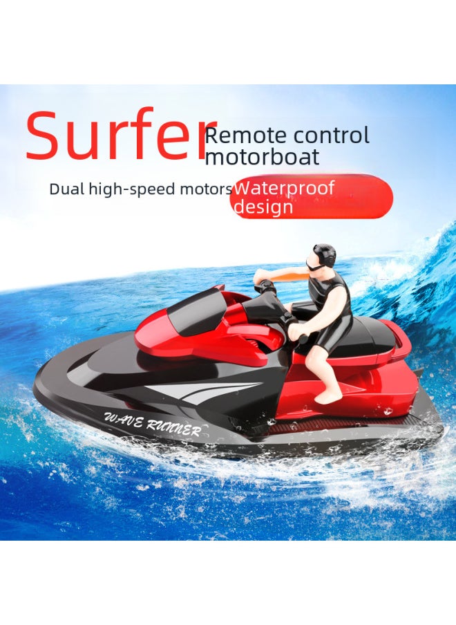 2.4g Remote Control Motorboat High-speed Electric Model Boat For Boys Children's Water Toy Wireless Radio Control Boat-Color:Blue Electric Double Version  - Image 3