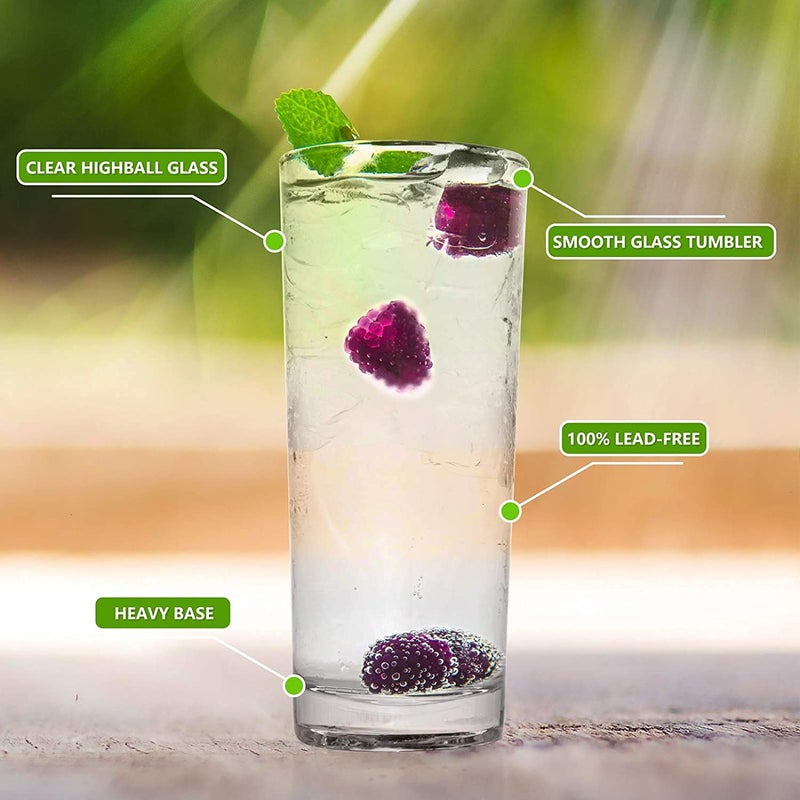 MARTVIA 350 ML Water Glass Tumbler Highball Glasses Clear Iced Tea and Glasses for Drinking Cocktail Juice Milkshake Coke Soda Dishwasher Safe Pack of 2 Casablanca Glass 350ML - Image 2