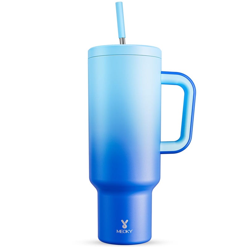 Meoky 50 oz Tumbler with Handle, Tumbler with Lid and Straw, Insulated Stainless Steel Travel Mug, 100% Leak-proof, Keeps Cold for 36 Hours or Hot for 12 Hours (Sky) - Image 1