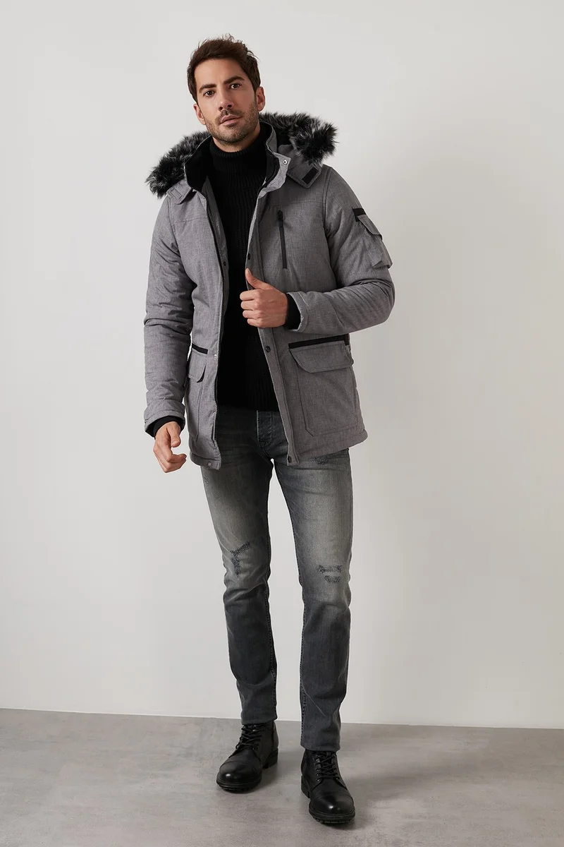 بوراتي Plush Lined Water and Wind Resistant Cold Proof Slim Fit Coat Men'S COAT 5711051
