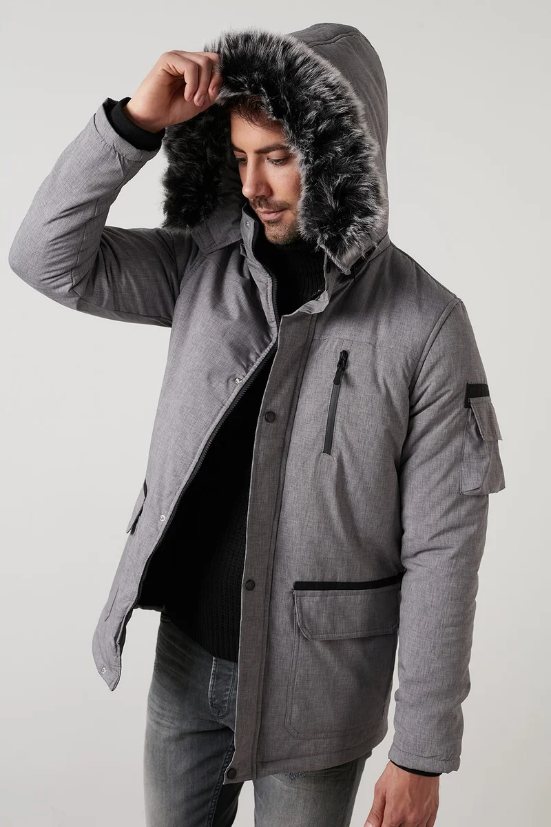 بوراتي Plush Lined Water and Wind Resistant Cold Proof Slim Fit Coat Men'S COAT 5711051