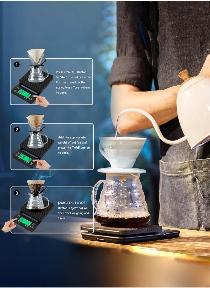 Bolivia's V60 Hand Drip Coffee Set, Manual Pour Over Drip Coffee Maker Set, 8 Piece Coffee Accesspries with Portable Carry Case,  Coffee Scale, Coffee Pot, Coffee Filter, Coffee Grinder  - Image 5