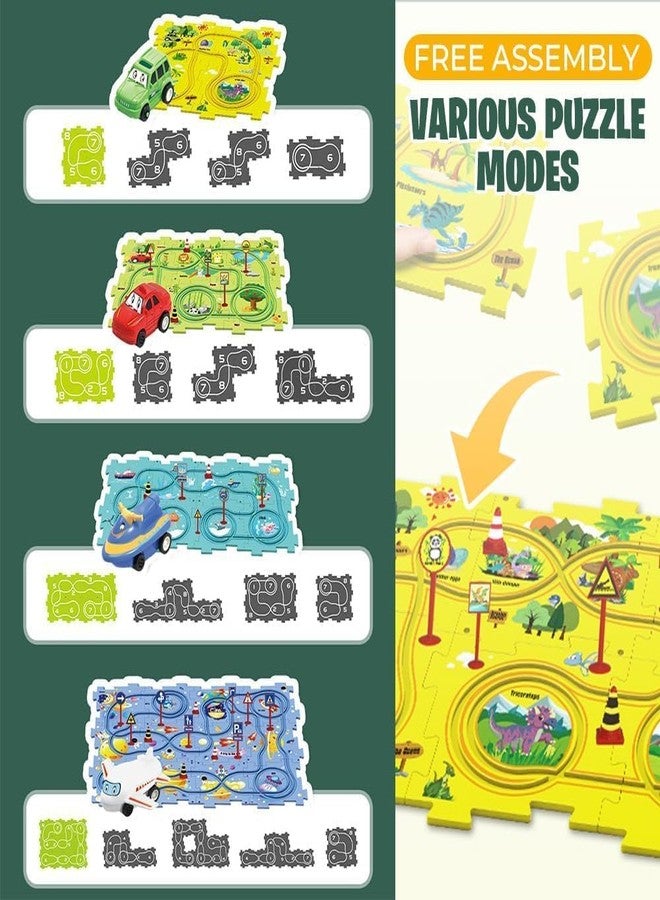 Space Enterprises 15 PCS Car Puzzle Track Set for Kids with A Cute Vehicle Toddler Puzzle Track Play Set- Critical Thinking Educational Toys for 3-5 Year Old Boys Girls. - Image 5