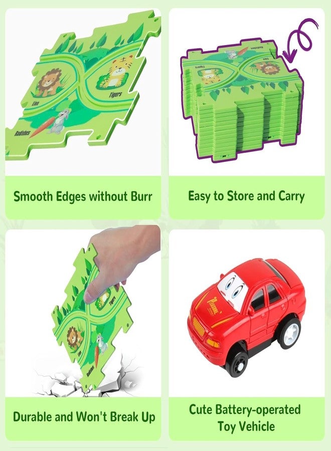 Space Enterprises 15 PCS Car Puzzle Track Set for Kids with A Cute Vehicle Toddler Puzzle Track Play Set- Critical Thinking Educational Toys for 3-5 Year Old Boys Girls. - Image 3