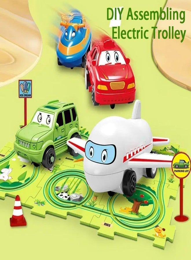 Space Enterprises 15 PCS Car Puzzle Track Set for Kids with A Cute Vehicle Toddler Puzzle Track Play Set- Critical Thinking Educational Toys for 3-5 Year Old Boys Girls. - Image 2
