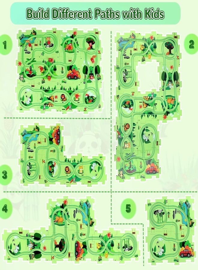 Space Enterprises 15 PCS Car Puzzle Track Set for Kids with A Cute Vehicle Toddler Puzzle Track Play Set- Critical Thinking Educational Toys for 3-5 Year Old Boys Girls. - Image 4