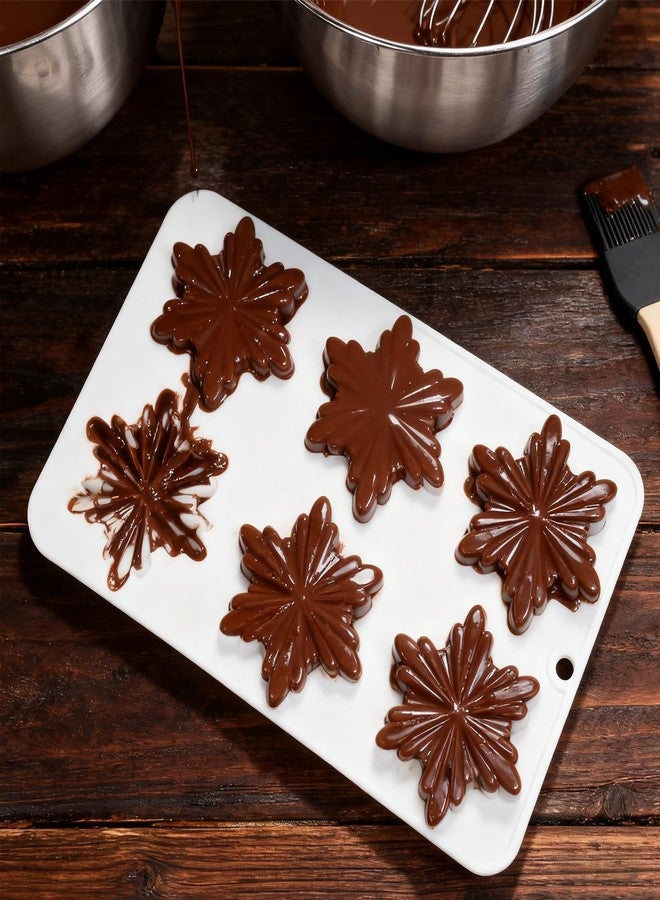 LLPMutu 2 Pcs Snowflake Silicone Molds Snowflake Soap Molds Christmas Snowflakes Silicone Mold Snowflake Silicones Chocolate Molds Christmas Silicones Molds for Making Cookie Handmade Soaps Candles Bath Bomb - Image 3
