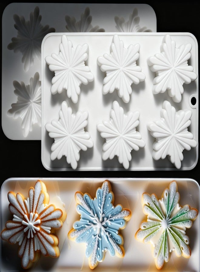 LLPMutu 2 Pcs Snowflake Silicone Molds Snowflake Soap Molds Christmas Snowflakes Silicone Mold Snowflake Silicones Chocolate Molds Christmas Silicones Molds for Making Cookie Handmade Soaps Candles Bath Bomb - Image 1