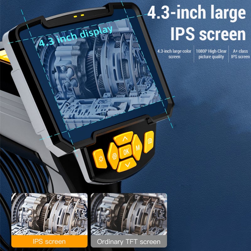 Borescope Camera With 8mm Lens 5m Cable 4.3-Inch Large IPS Screen - 2MP High-Clarity IP67 Waterproof Inspection Camera for Pipeline Underwater Inspection - Image 3