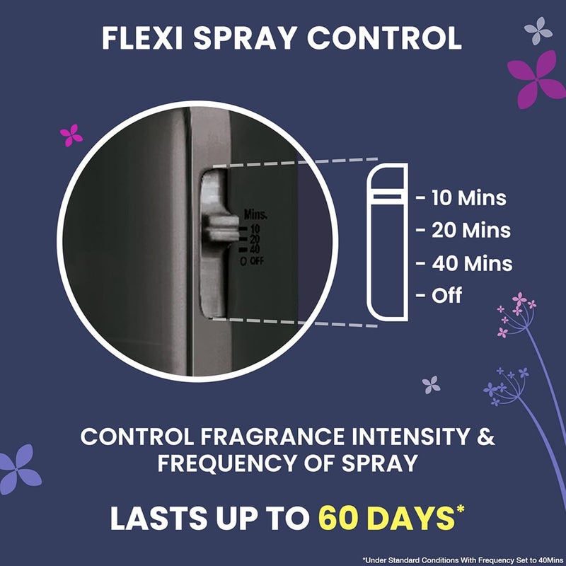Godrej Aer matic Automatic Air Freshener Auto Spray Kit with Flexi Control Violet 225 ml - Image 4