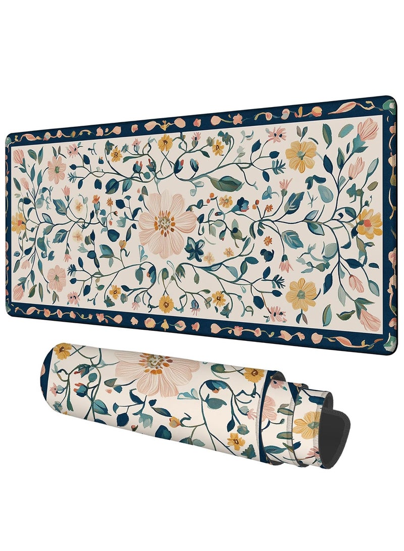 Mouse Pads,Gaming Desk Pad Large Extra Length Oriental Decorative Mouse Pad Keyboard Laptop Non-Slip Waterproof with Rubber Base Thick Stitched Edge Mouse Mat for Office Home 30*80cm/11.8x31.4in  - Image 1
