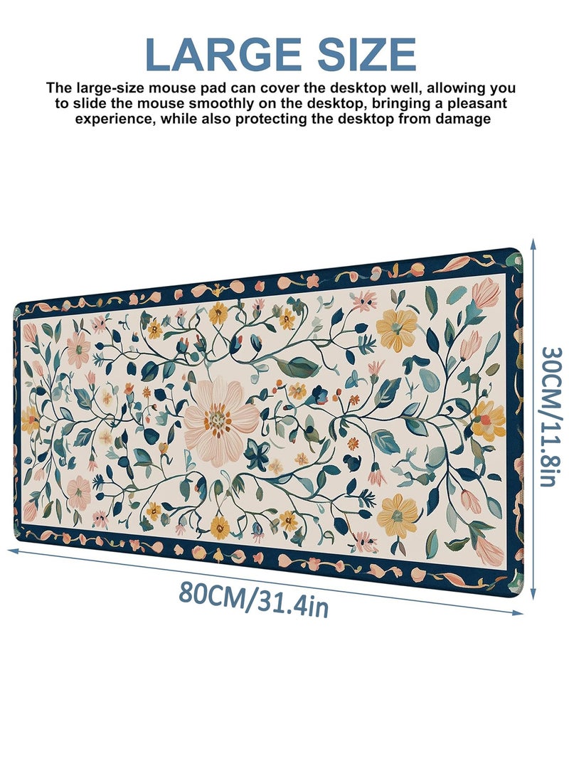 Mouse Pads,Gaming Desk Pad Large Extra Length Oriental Decorative Mouse Pad Keyboard Laptop Non-Slip Waterproof with Rubber Base Thick Stitched Edge Mouse Mat for Office Home 30*80cm/11.8x31.4in  - Image 2