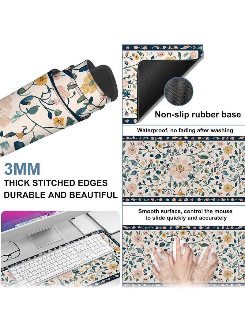 Mouse Pads,Gaming Desk Pad Large Extra Length Oriental Decorative Mouse Pad Keyboard Laptop Non-Slip Waterproof with Rubber Base Thick Stitched Edge Mouse Mat for Office Home 30*80cm/11.8x31.4in  - Image 3
