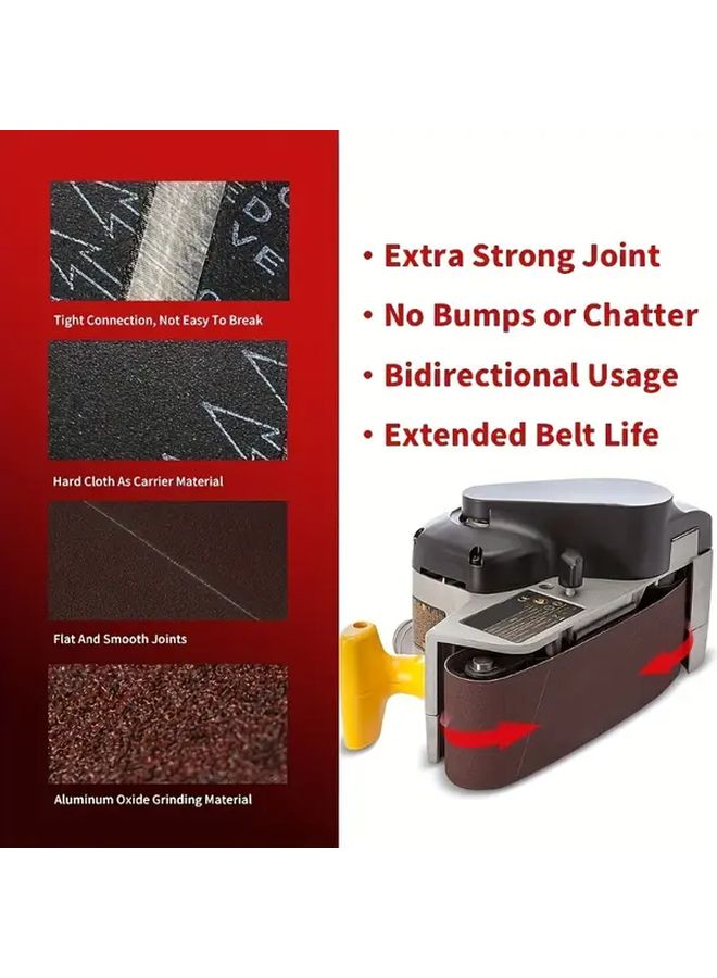 6pcs 120 Grit Aluminum Oxide Sanding Belts 4x24 Inch 100x610mm Heavy Duty Wide Belt Sander Belts Red Backing For Wood Metal Paint Grinding Polishing Surface Preparation Compatible With Belt Sanders - Image 5