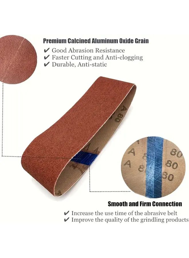 6pcs 120 Grit Aluminum Oxide Sanding Belts 4x24 Inch 100x610mm Heavy Duty Wide Belt Sander Belts Red Backing For Wood Metal Paint Grinding Polishing Surface Preparation Compatible With Belt Sanders - Image 4